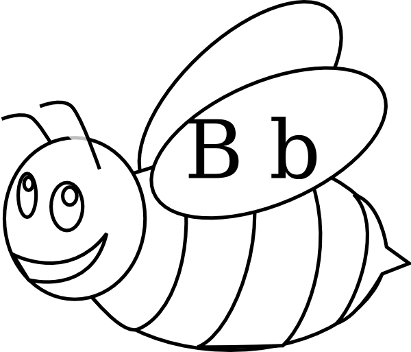 Bumble Clipart B Word - Outline Of A Bee - Png Download (600x513), Png Download
