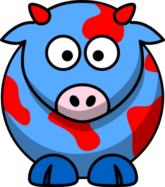 Red And Blue Cow Clipart (528x598), Png Download