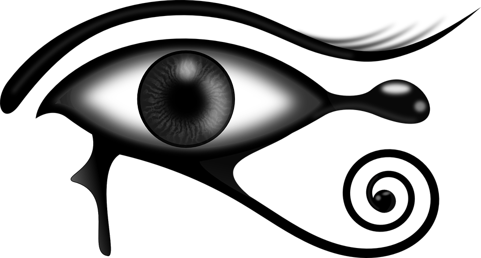 Eyeball Clipart Visual - Black And White Egyptian Art - Png Download (960x516), Png Download