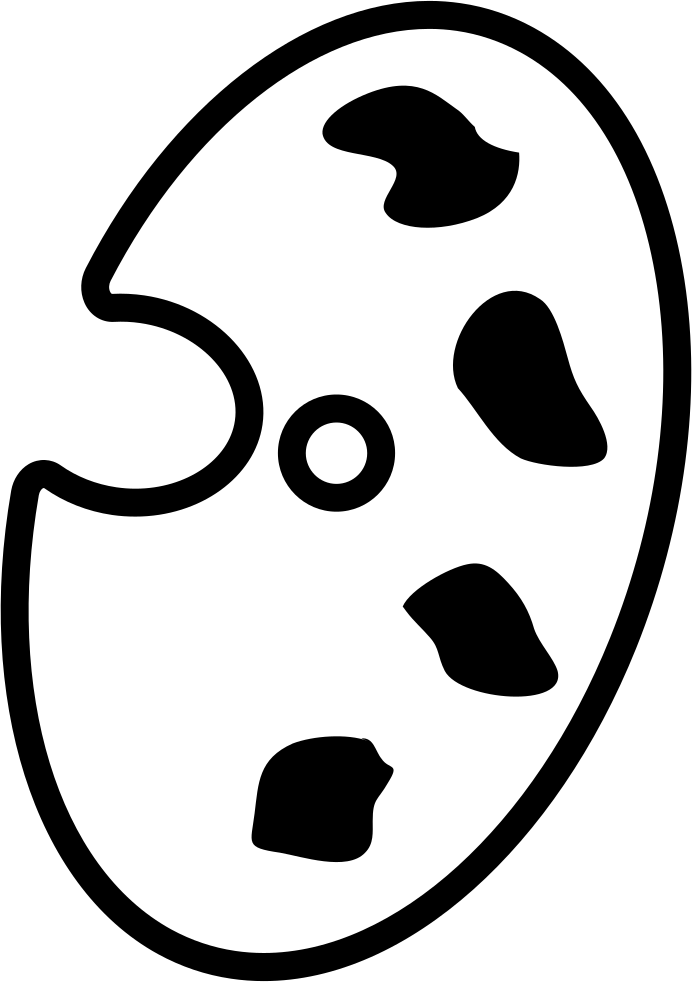 Painting Palette Outline With Various Color Options - Painting Clipart