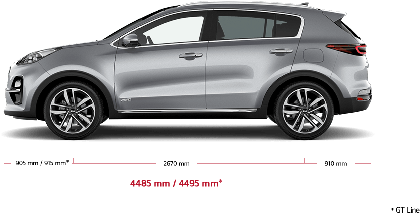 Kia Sportage 2019 Dimensions Clipart (940x727), Png Download