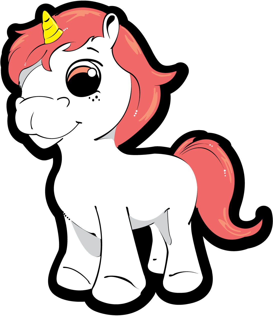 Png Cartoon Unicorn With Pink Hair Vector Clip Art Transparent Png (1092x1263), Png Download