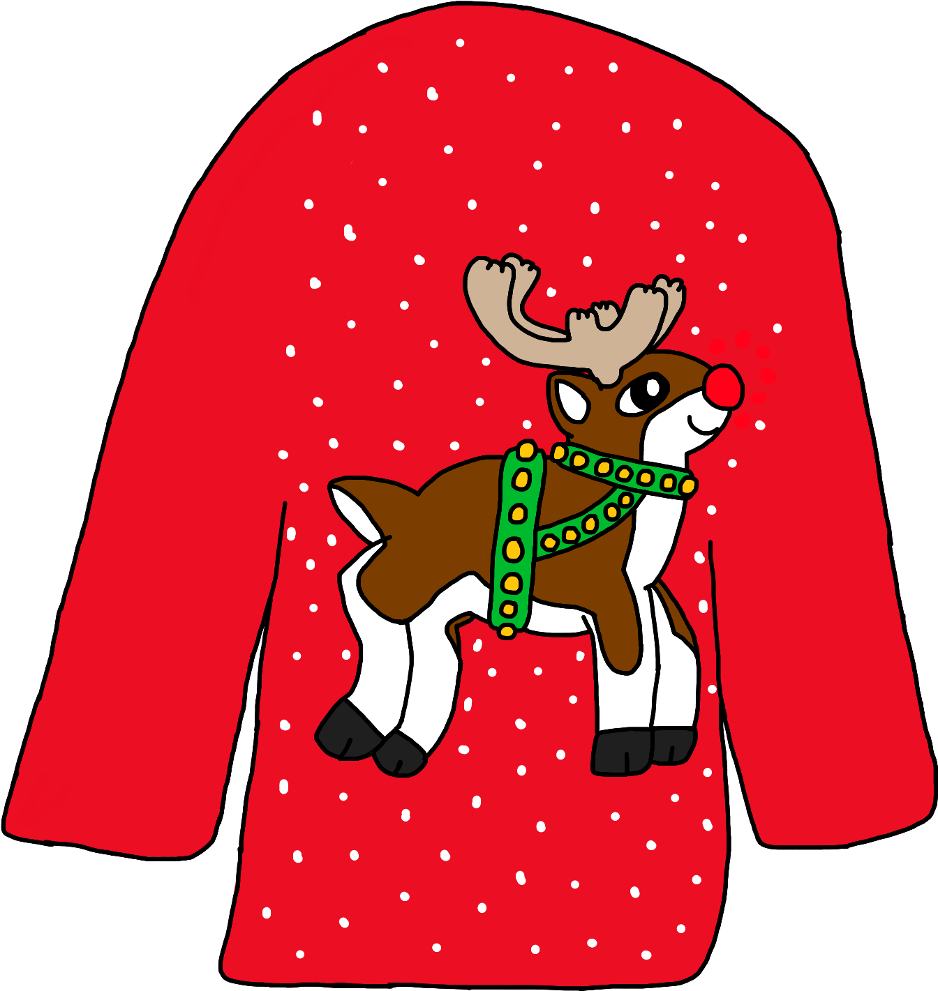 #uglychristmassweater #reindeer #santasreindeer #christmasreindeer - Cartoon Clipart (1397x1470), Png Download