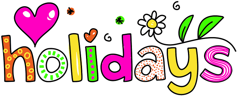 Holidays Typography Clipart - School Holiday Clipart - Png Download (800x337), Png Download
