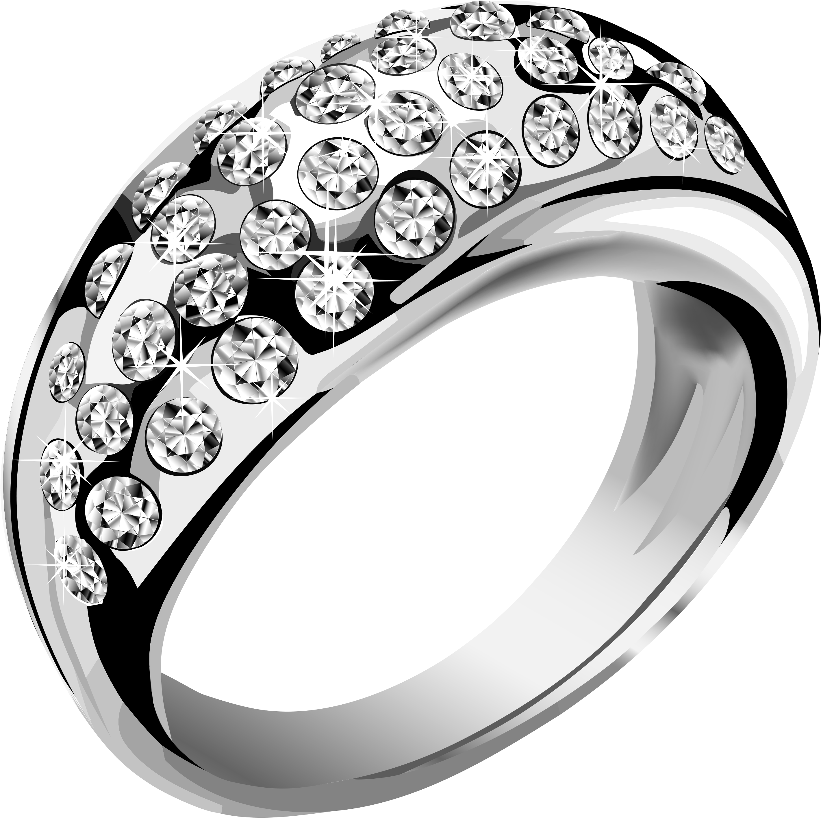 Silver Ring With White Diamonds Png Clipart Transparent Png (3068x3074), Png Download