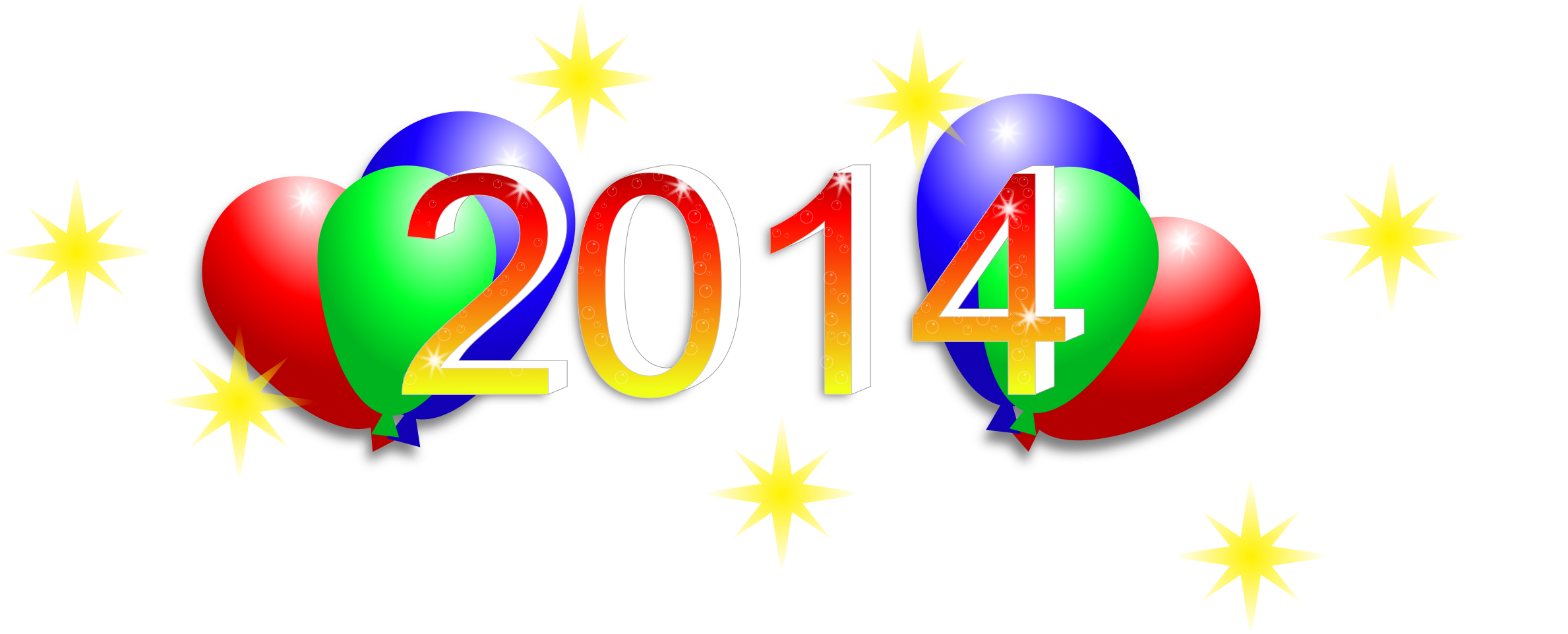 Happy New Years 2014 Clip Art - 2014 Clipart - Png Download (2400x985), Png Download
