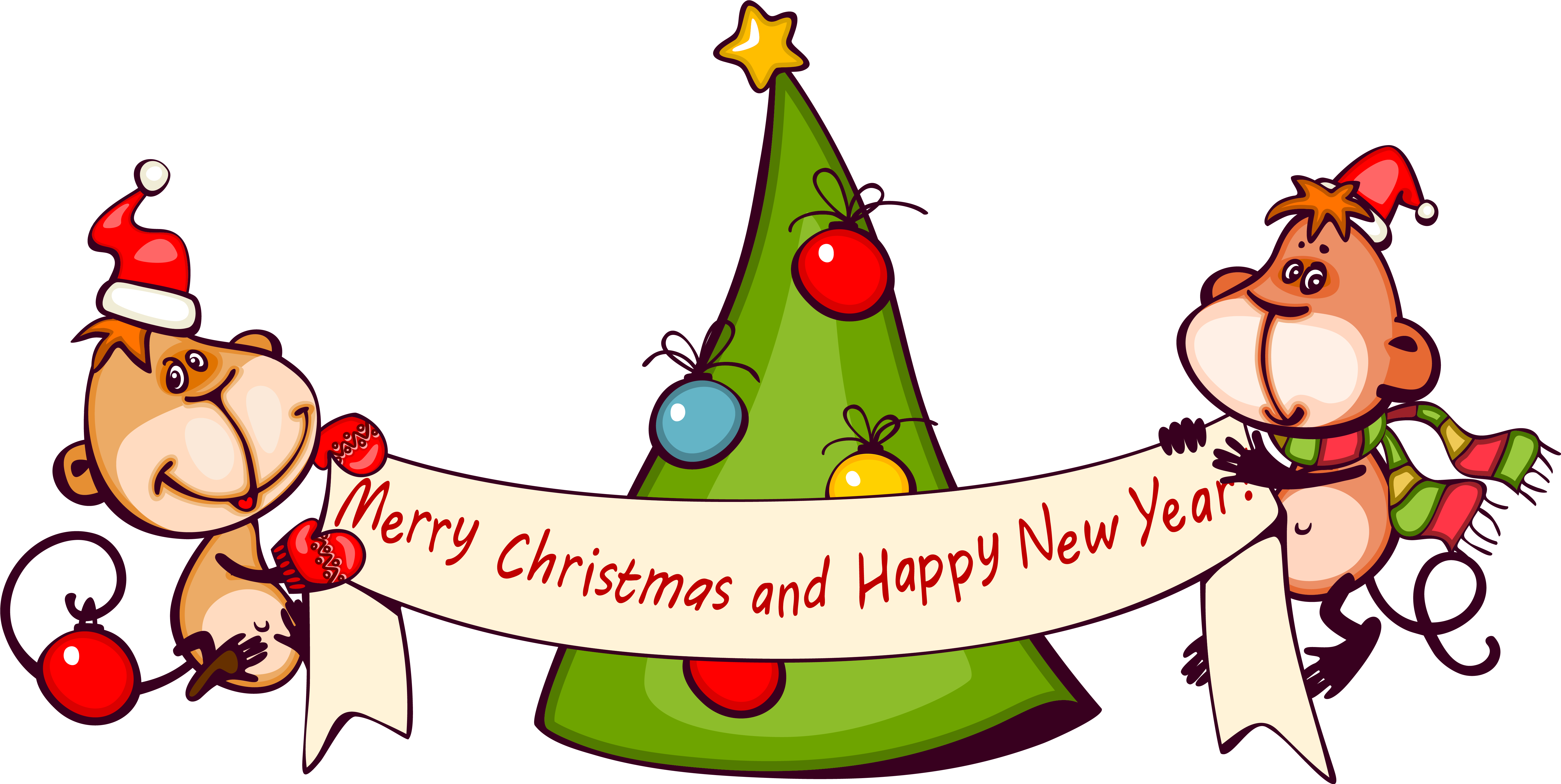 Free Clipart Merry Christmas Svg Transparent Library - Merry Christmas With Monkeys - Png Download (6273x3151), Png Download