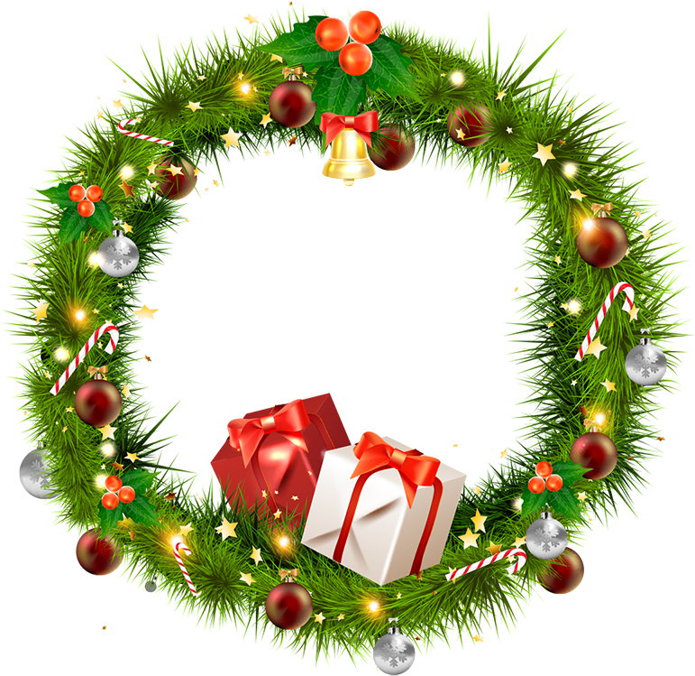 Clipart Navidad Png - Transparent Background Christmas Wreath Clipart (771x749), Png Download