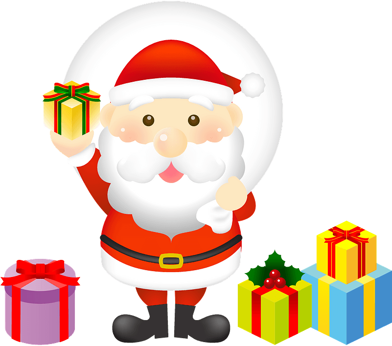 Christmas Gifts Santa Claus Clipart - 手 を あげる サンタクロース - Png Download (800x730), Png Download
