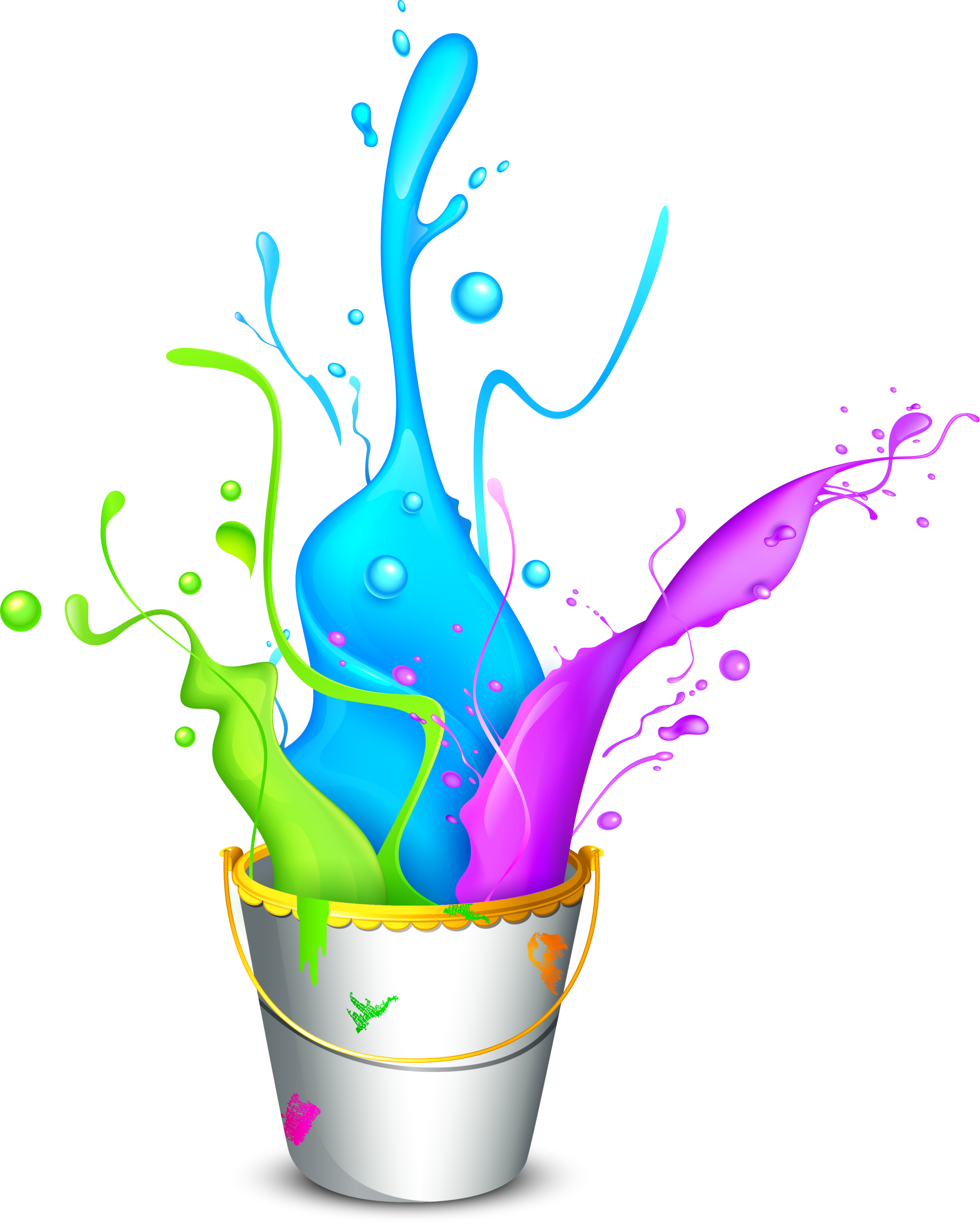 Paint Wallpaper Bucket Colorful Holi Free Frame Clipart - Happy Holi Images Hd - Png Download (2000x2510), Png Download