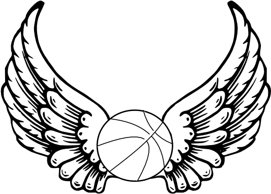 Basketball Angel Wings Clipart (600x545), Png Download