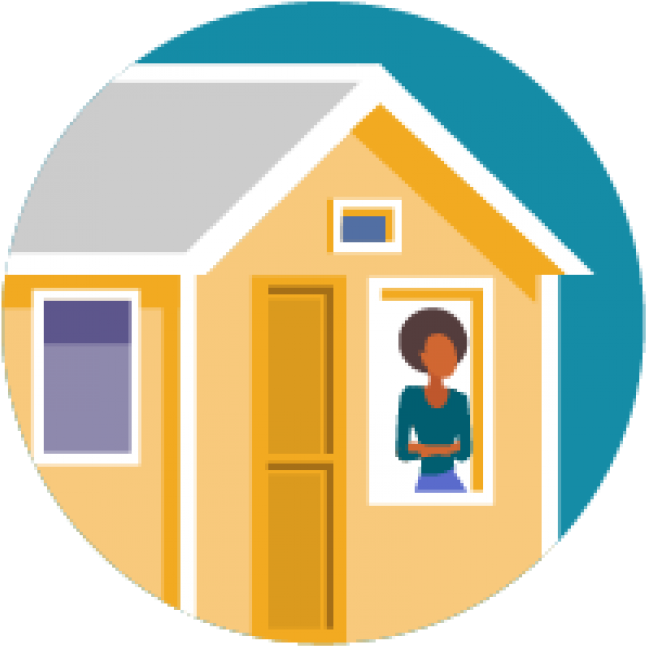 Icon Of A Woman Inside - Put Distance Between Yourself And Others Clipart (654x654), Png Download