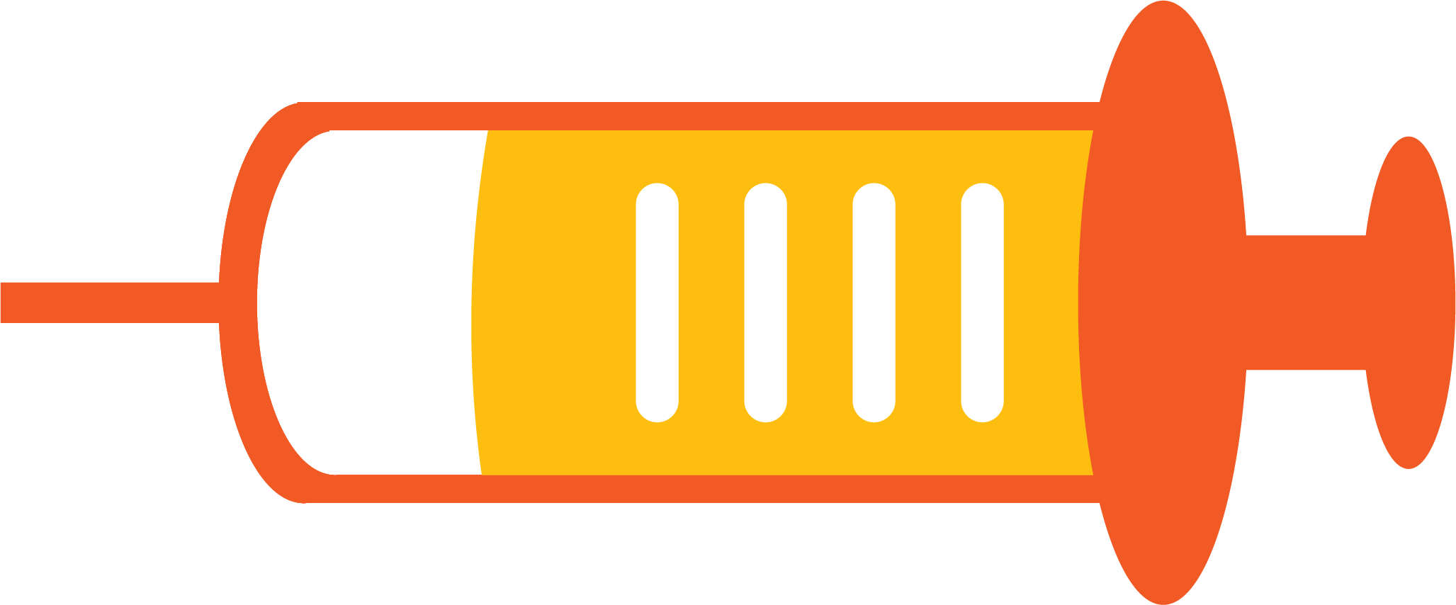 Syringe Hypodermic Needle Clip - Clipart Orange Syringe - Png Download (2055x854), Png Download