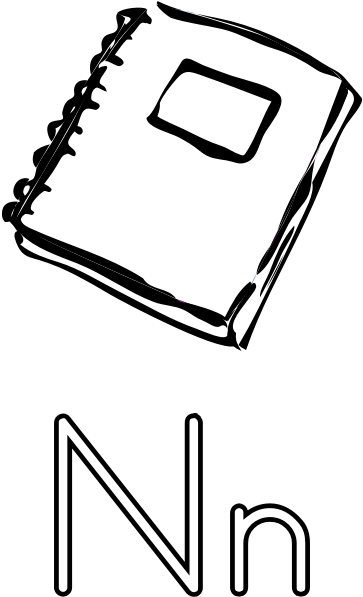 N Is For Notebook Alphabet Learning Guide Vector Graphics - Notebook Clipart Black And White - Png Download (600x600), Png Download