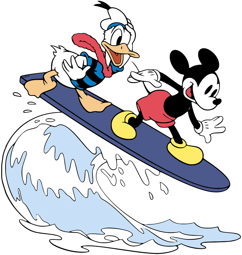 Mickey Mouse Surfing Png Clipart (791x832), Png Download