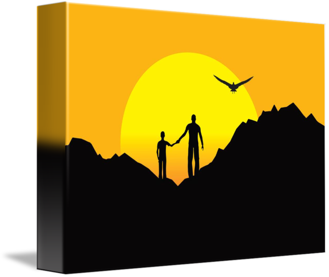 Father And Son Atop Rocky Formation At Sunset - Spitzkoppe Clipart (650x547), Png Download