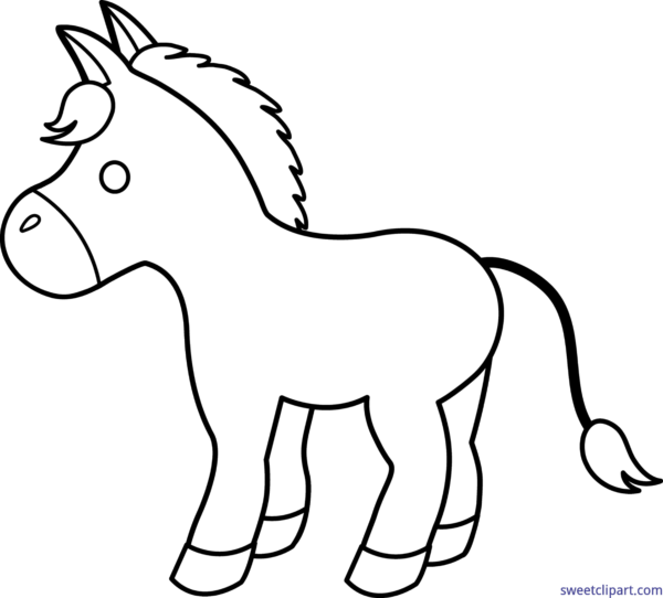 Donkey Clipart Outline - Clip Art Horse Black And White - Png Download (600x542), Png Download