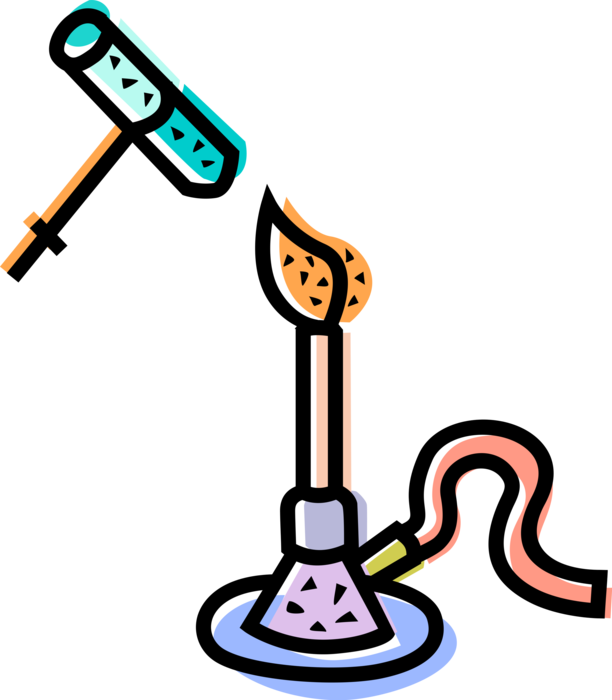Vector Illustration Of Laboratory Chemistry Research - Bunsen Burner And Test Tube Clipart (612x700), Png Download