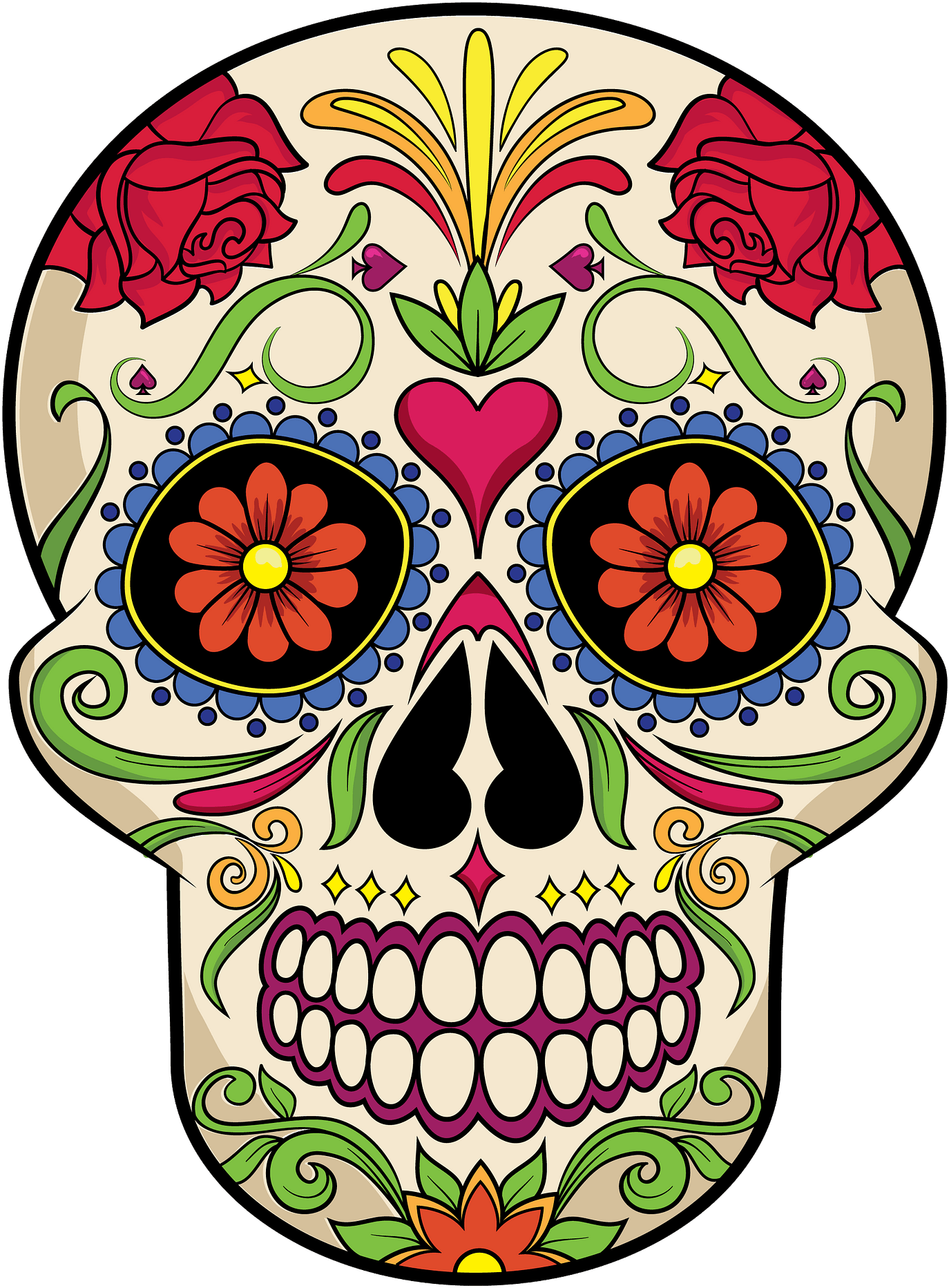 Sugar Skull Flower Clipart - Png Download (1655x1920), Png Download