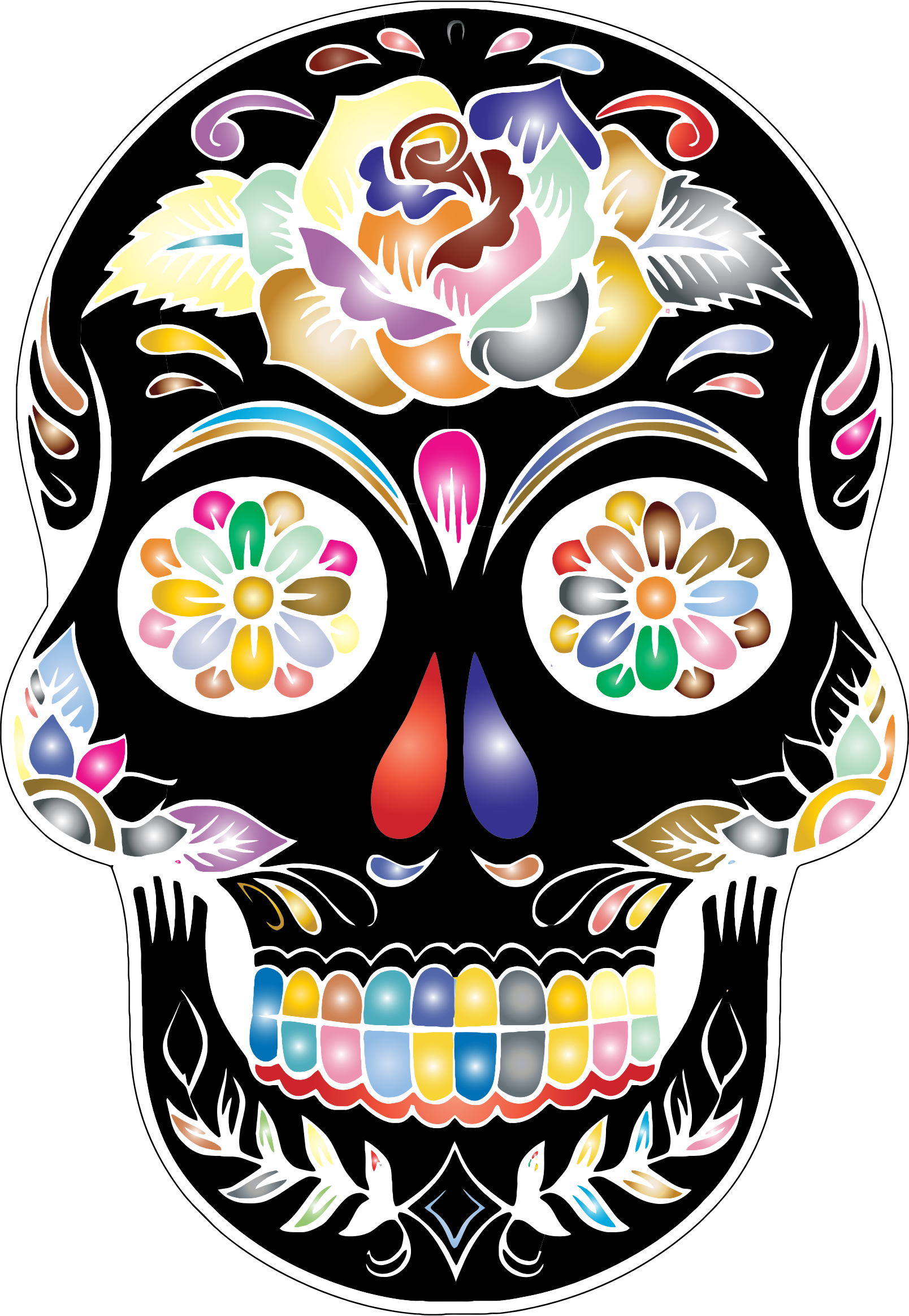 Calavera Skull Day Of The Dead Clip Art - Day Of The Dead Skull Png Transparent Png (1608x2326), Png Download