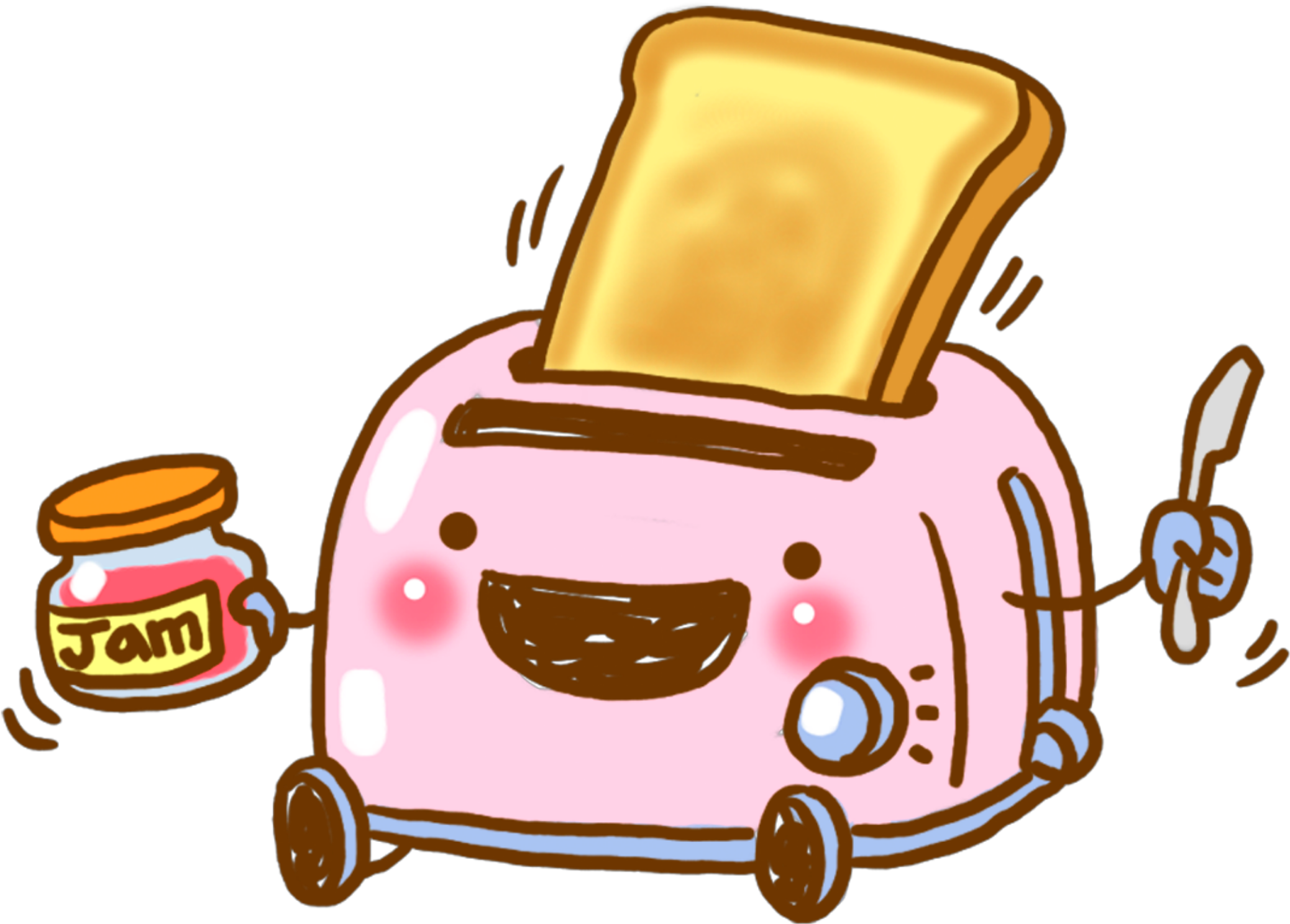 #ftestickers #sctoast #clipart #toast #jam #cute - Cartoon Toast In A Toaster - Png Download (2289x2289), Png Download