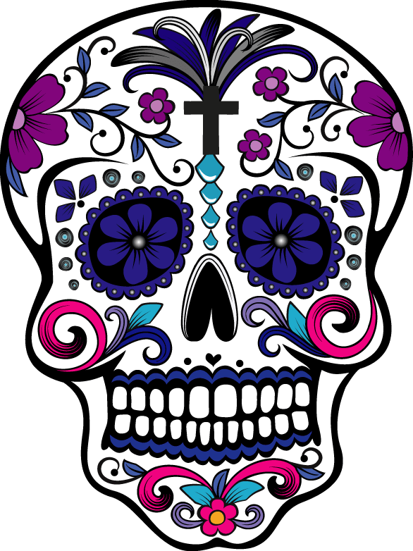 Sugar Skull Transparent & Free Sugar Skull Transparent - Dia De Los Muertos Skull Png Clipart (586x782), Png Download