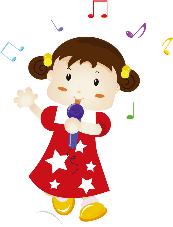 Vector Free Stock Animation Cartoon Pretty Girl Singing - Baby Girl Singing Cartoon Clipart (601x787), Png Download