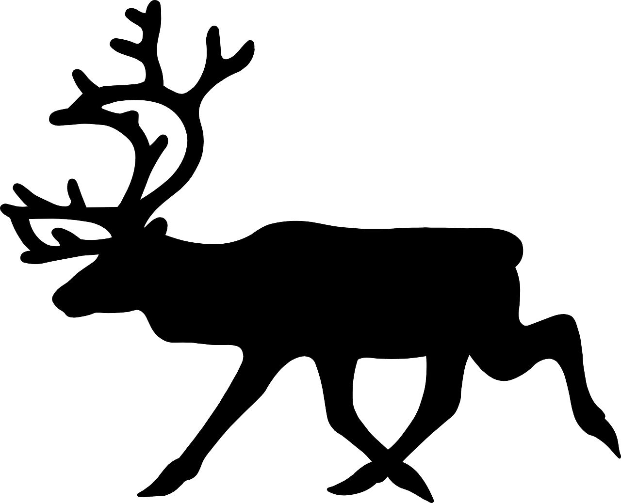 Black Reindeer Clipart - Png Download (1280x1038), Png Download