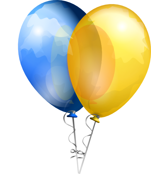 Ballon Clipart Small Balloon - Blue And Yellow Balloons Png Transparent Png (516x596), Png Download