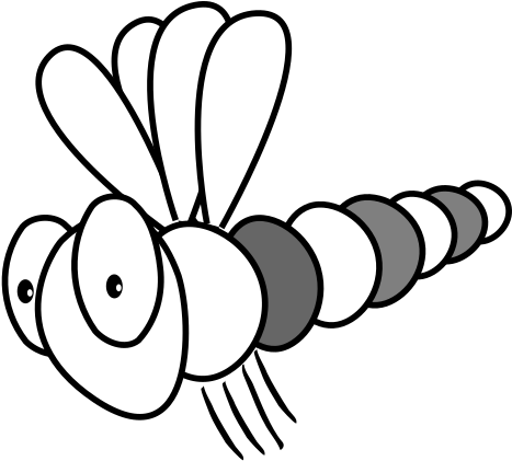 Clipart Dragonfly Black And White Cartoon - Png Download (594x597), Png Download