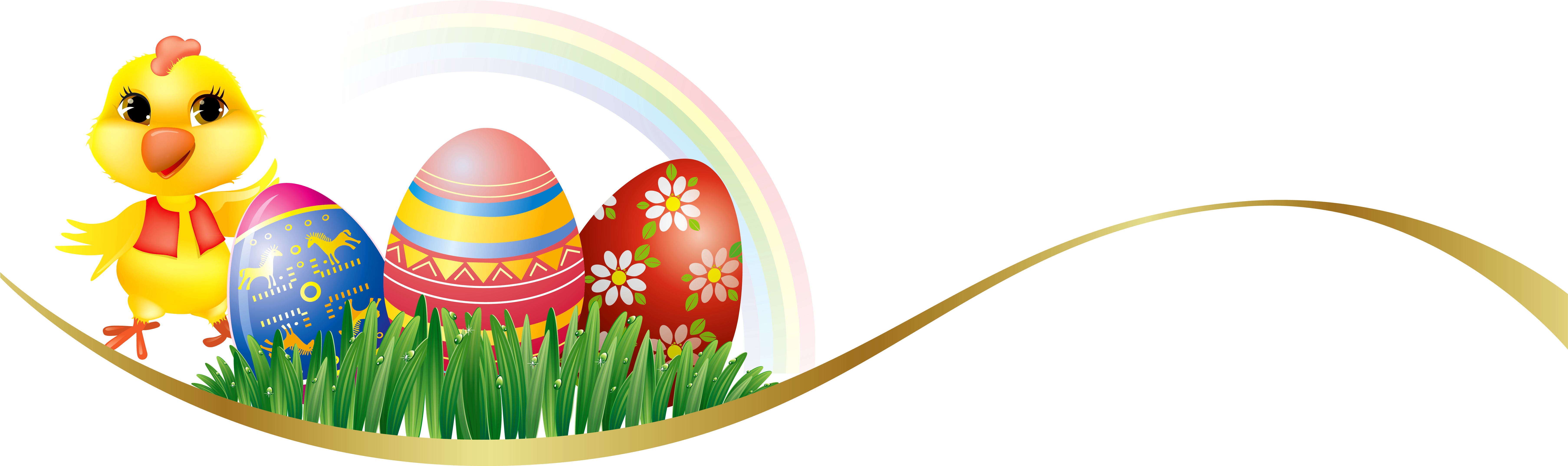 Easter Eggs Banner Clipart - Png Download (7226x2341), Png Download