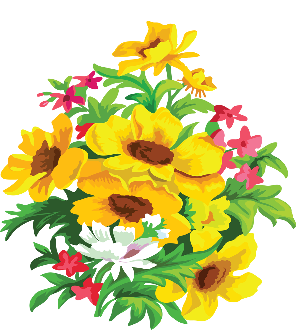 Transparent Mexican Flowers Clipart Png - Flower Bouquets Color Drawings (1000x1114), Png Download