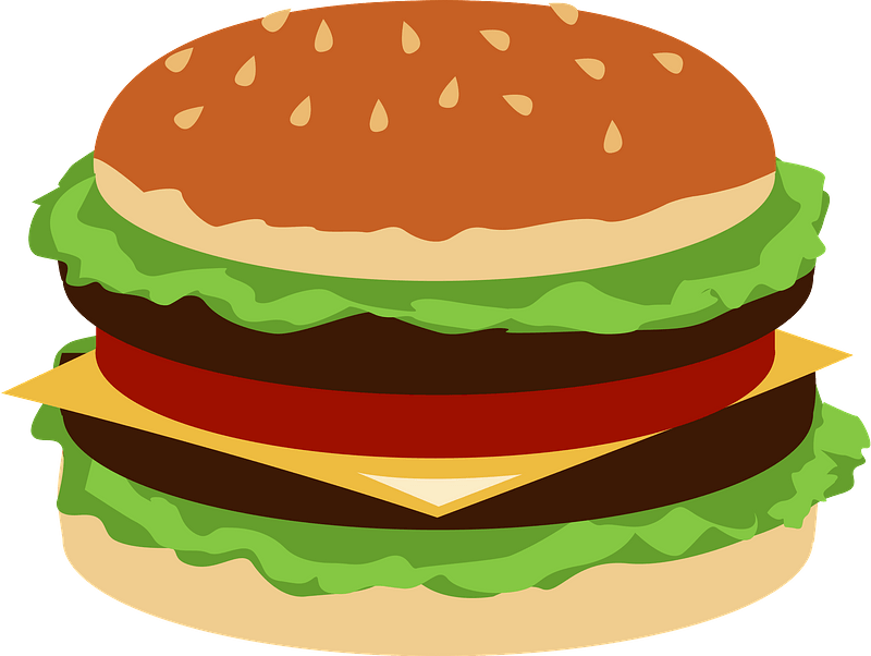 Hamburger Fast Food Clipart - Cheeseburger - Png Download (800x602), Png Download