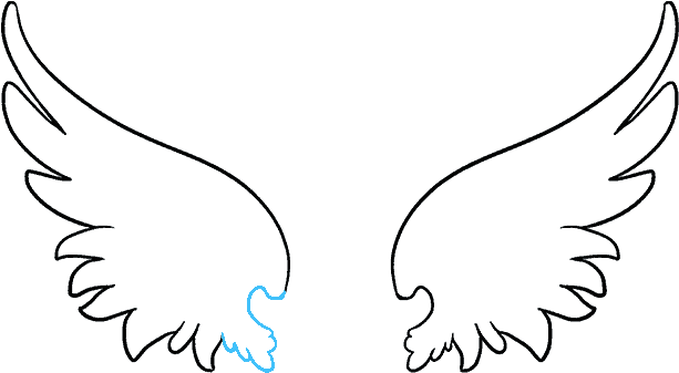 Feather Clipart Curved - Angel Wings Clipart Black And White - Png Download (678x600), Png Download