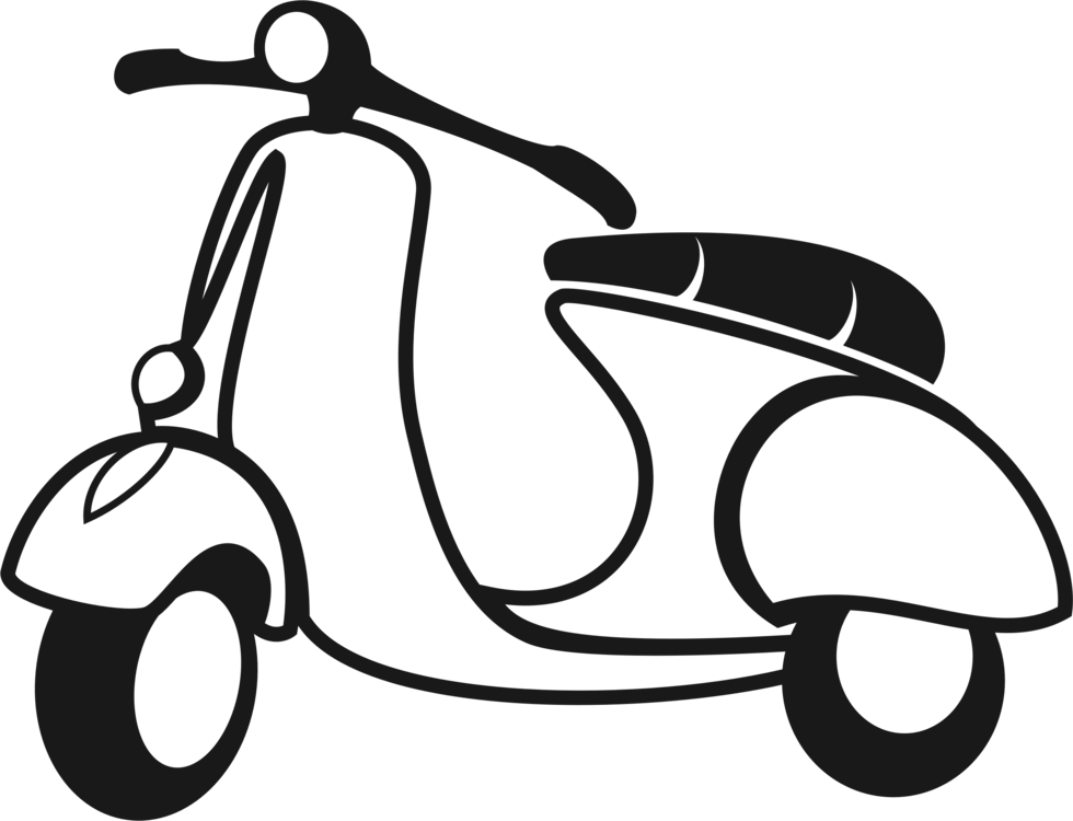 Line Art,monochrome Photography,artwork - Clipart Of Scooter - Png Download (980x750), Png Download