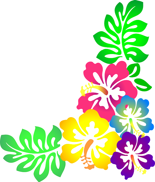 Free Colorful Hawaiian Flower Clipart Printable - Hawaiian Flower Picture Clipart - Png Download (545x640), Png Download