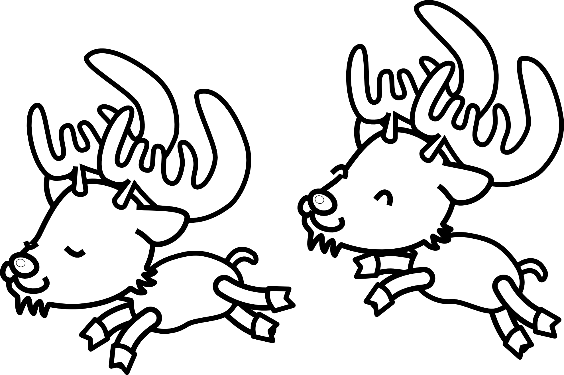 Cartoon Reindeers - Christmas Reindeer Clipart Black And White - Png Download (600x600), Png Download