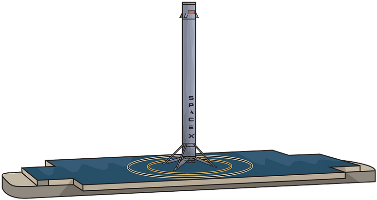 Falcon 9 Rocket On Ocean Landing Platform Clipart - Machine - Png Download (800x541), Png Download