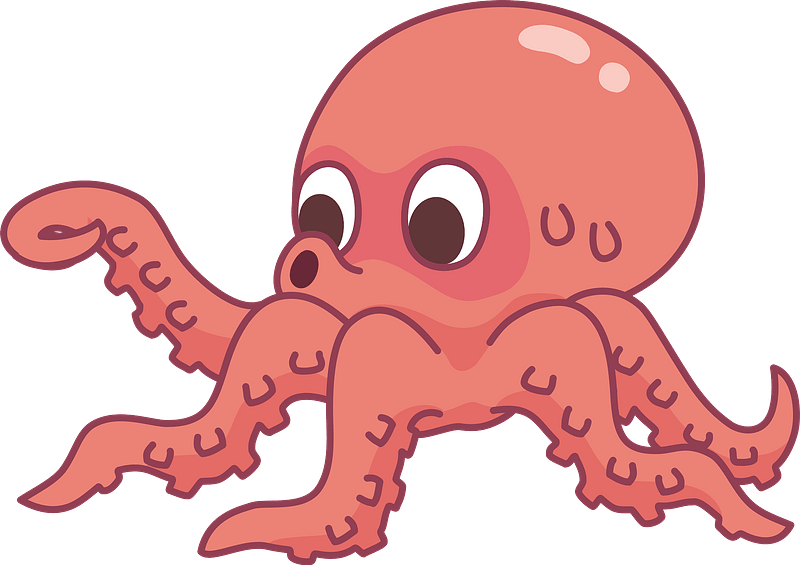 Octopus Animal Clipart - Cartoon Transparent Octopus Png (800x565), Png Download
