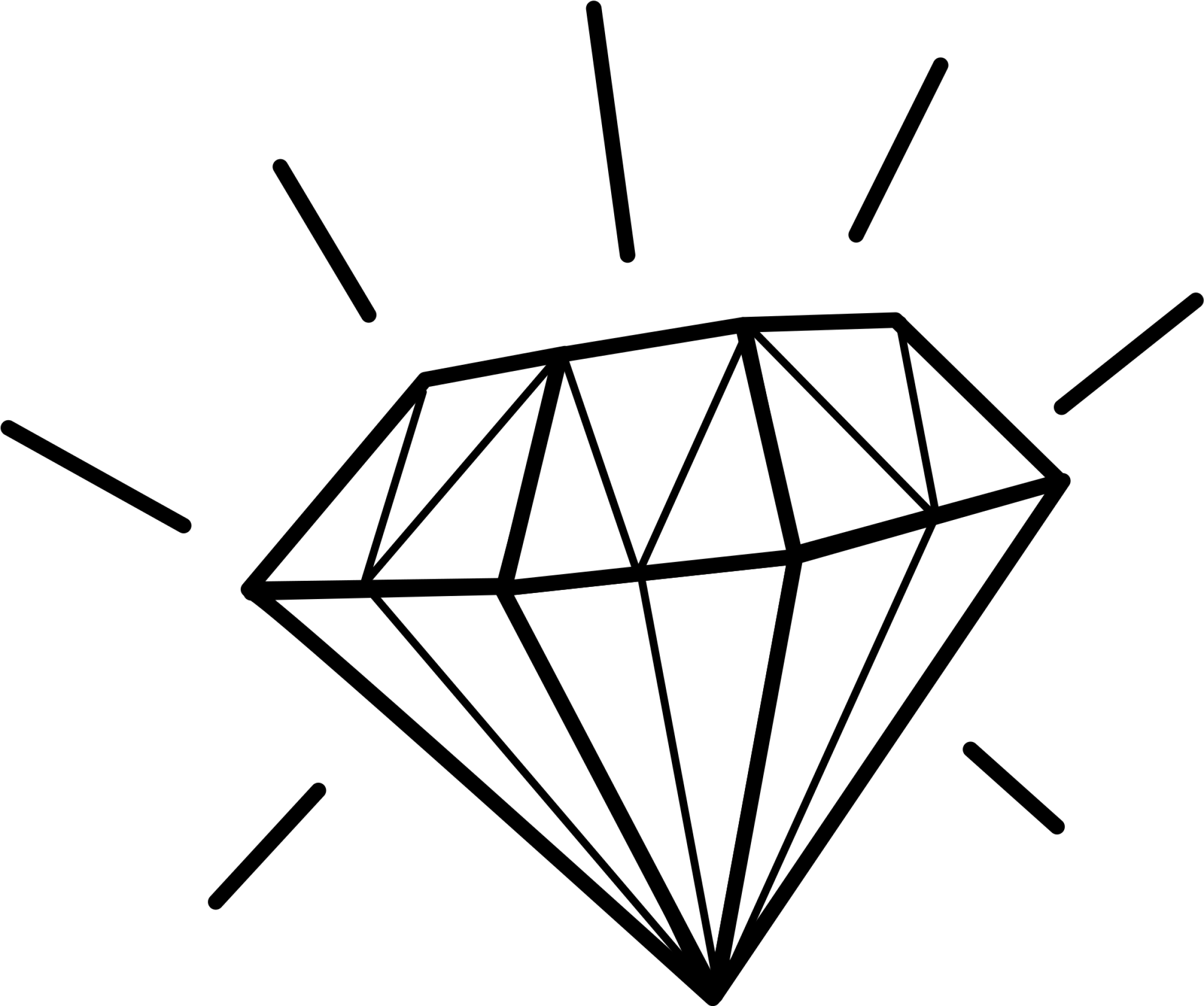 Cartoon Black And White Diamond Clipart (2400x1984), Png Download