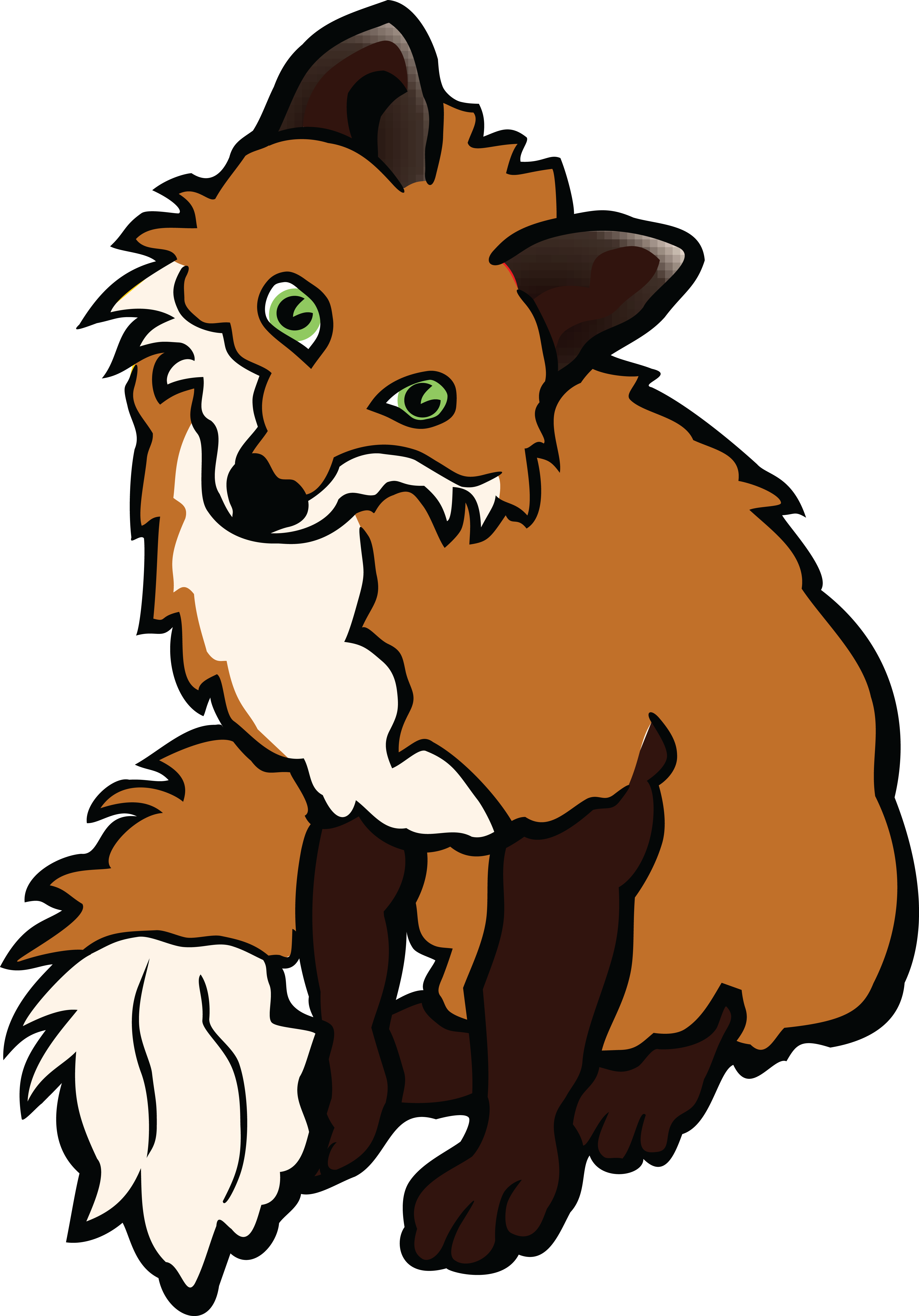 Free Clipart Of A Fox - Fox Black And White Clipart - Png Download (4000x5726), Png Download