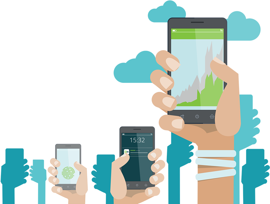Transparent Holding Cell Phone Png - Mobiles Illustration Clipart (864x652), Png Download