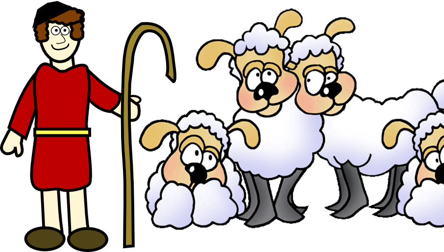 Sheep Clipart Shepherd, Sheep Shepherd Transparent - Shepherd And Sheep Clipart - Png Download (906x514), Png Download