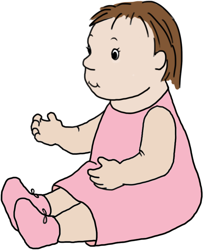 Baby Girl In Pink Sitting - Sitting Clipart (886x1000), Png Download