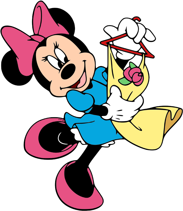 Animated Minnie Mouse Clipart Png Black And White Download - Cartoon Minnie Mouse Dress Transparent Png (746x851), Png Download