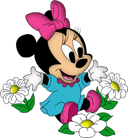 Christmas Minnie Mouse Clipart Clip Art Library Disney - Minnie Mouse And Flowers - Png Download (600x600), Png Download