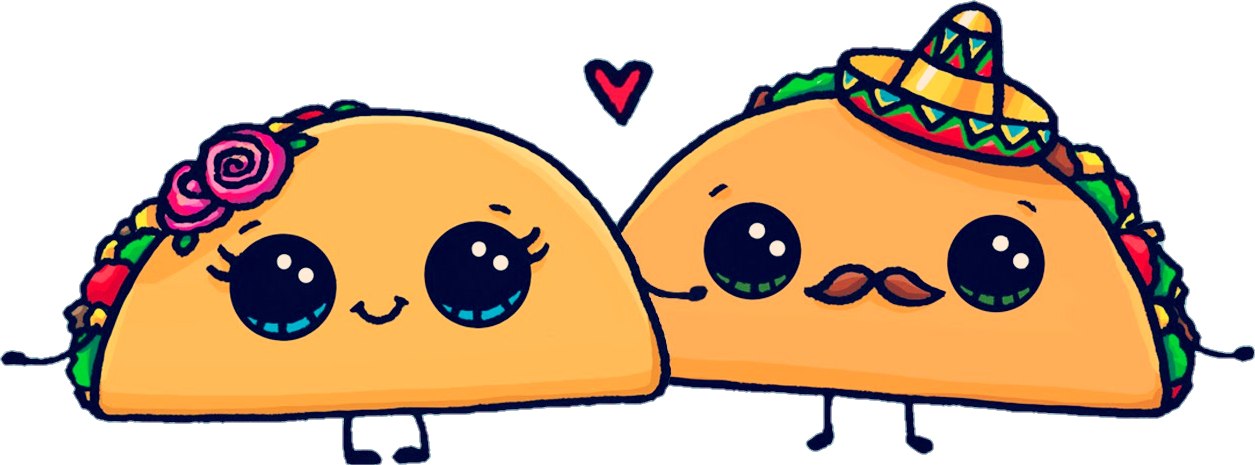 Taco Sticker Challenge On Picsart - Cute Tacos Clipart (1255x465), Png Download