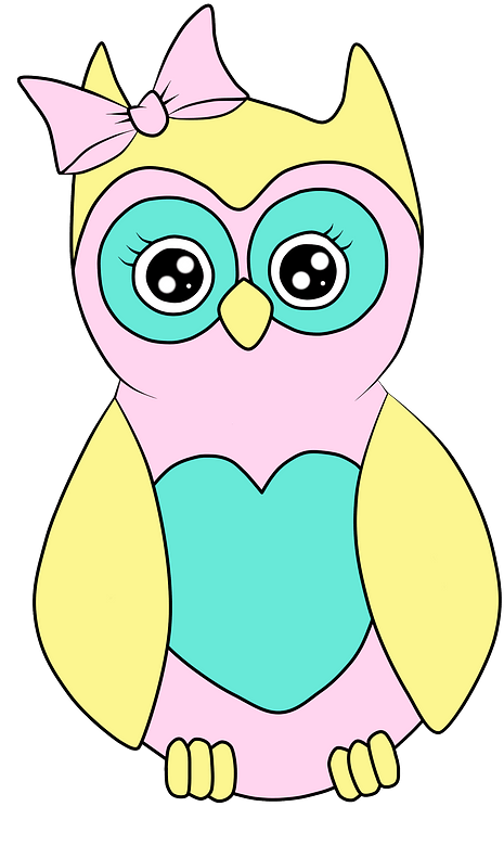Owl With A Bow Clipart - Owl Coloring - Png Download (488x800), Png Download