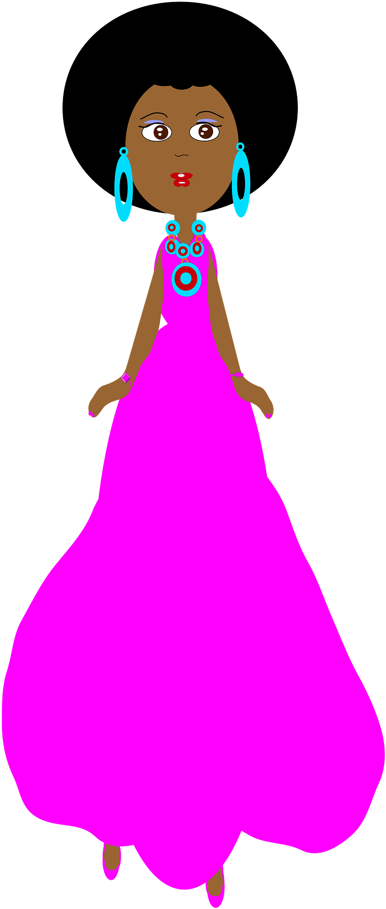 Girl In A Pink Dress Clipart - Black Woman Png Cartoon Transparent Png (467x800), Png Download
