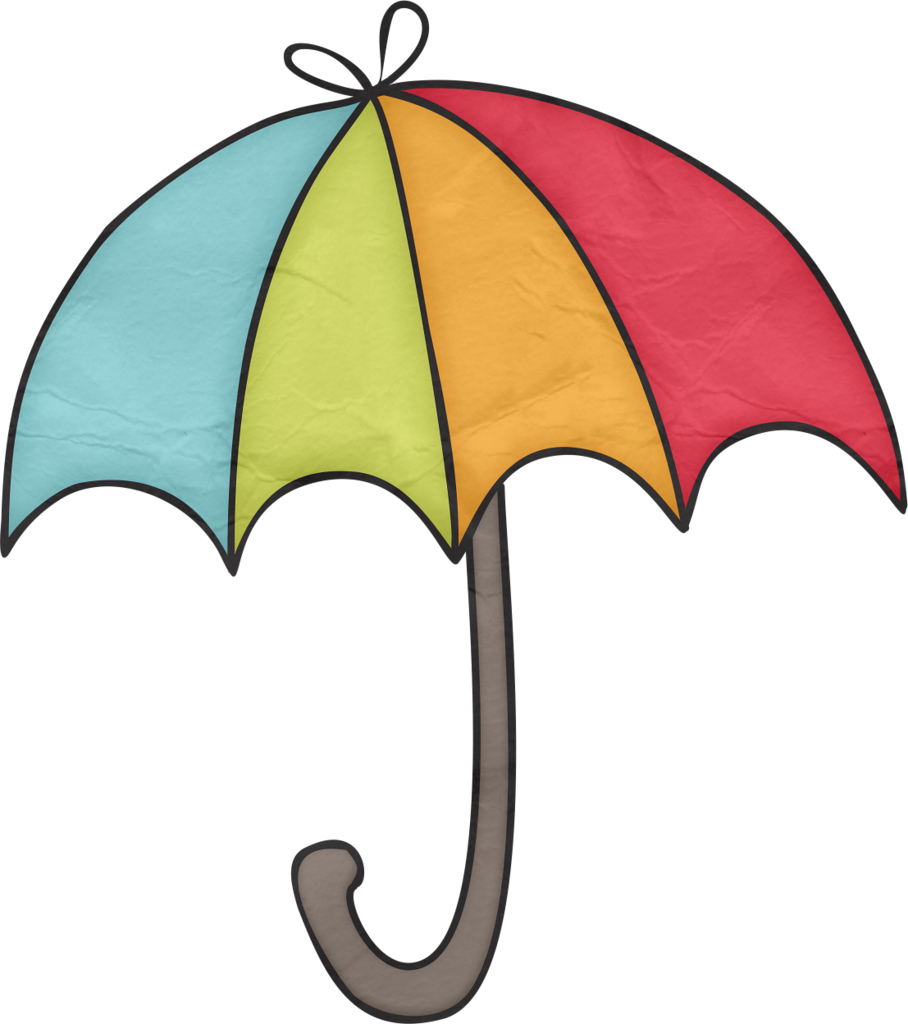 Umbrella With Rain Cartoon Clipart (908x1024), Png Download